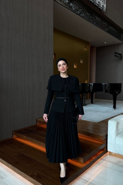 Ayza Etekli Takım Siyah