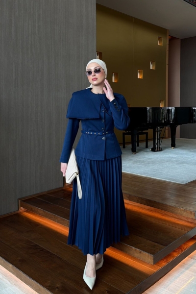 Ayza Etekli Takım lacivert