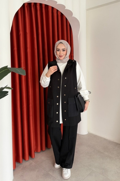 Berfin Üçlü Pantolon Takım Siyah