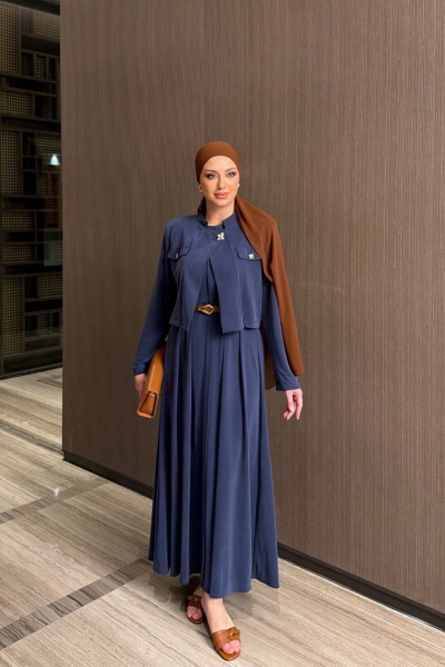Gülsüm Elbise Takım Lacivert
