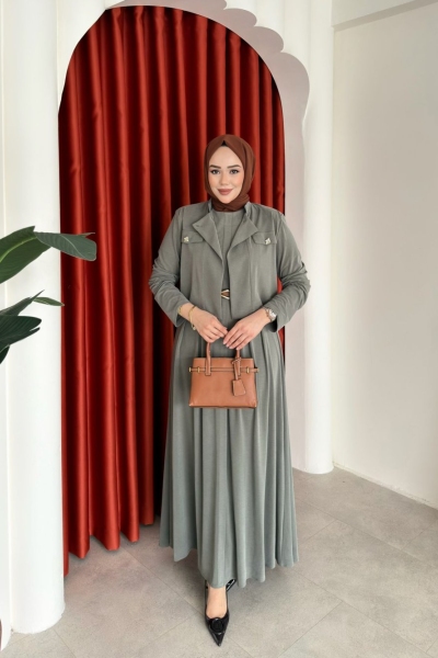 Gülsüm Elbise Takım Haki