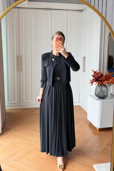Gülsüm Elbise Takım Siyah