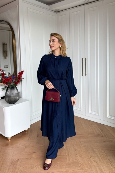 İdil Pantolonlu Takım Lacivert