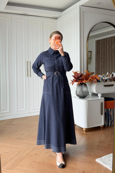 İlke Elbise Lacivert