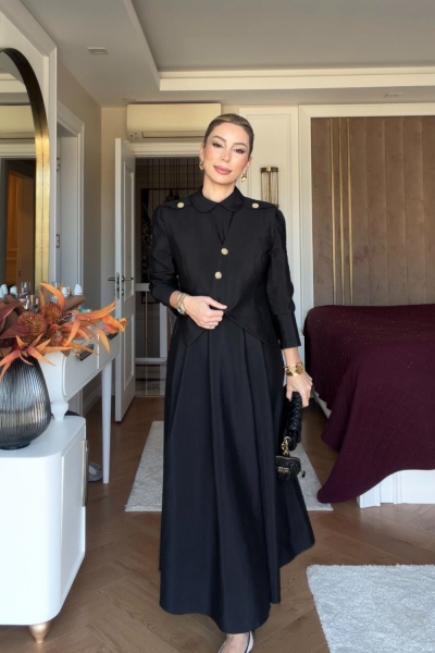 Pelin Elbise Takım Siyah