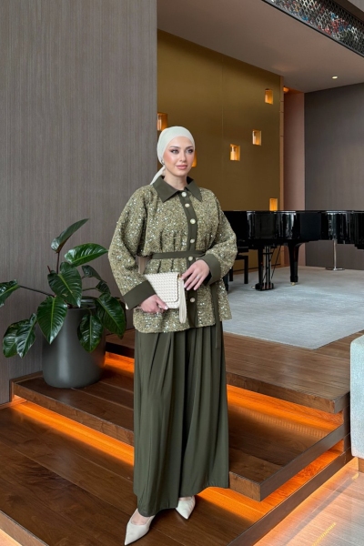 Seda Pantolon Takım Haki