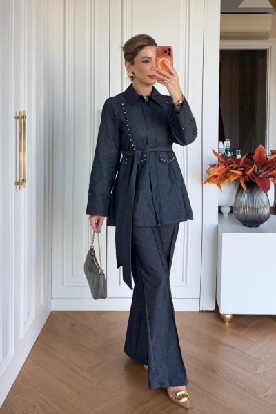 Serra Pantolonlu Takım Lacivert