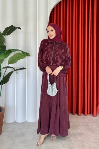 Sinem Elbise Takım Bordo