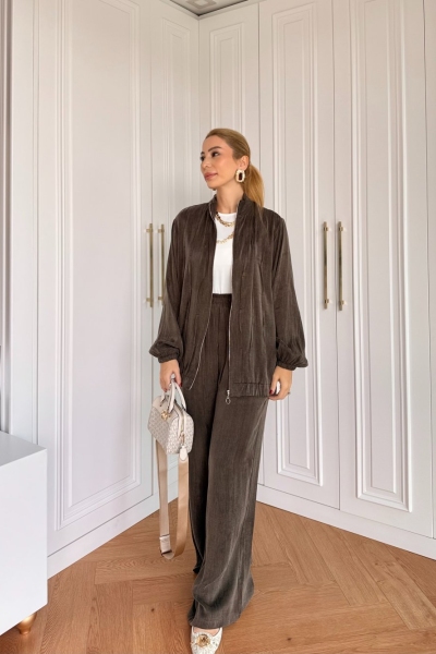 Petek Pantolonlu Takım Acı Kahve