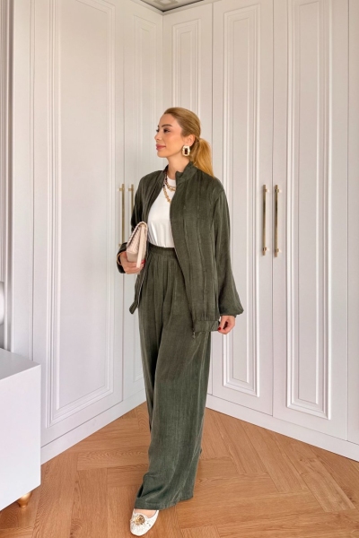 Petek Pantolonlu Takım Haki